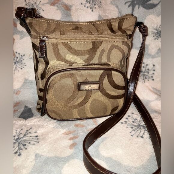 Minicci Handbags - Minicci Tan and Brown Crossbody Bag with Front Pocket